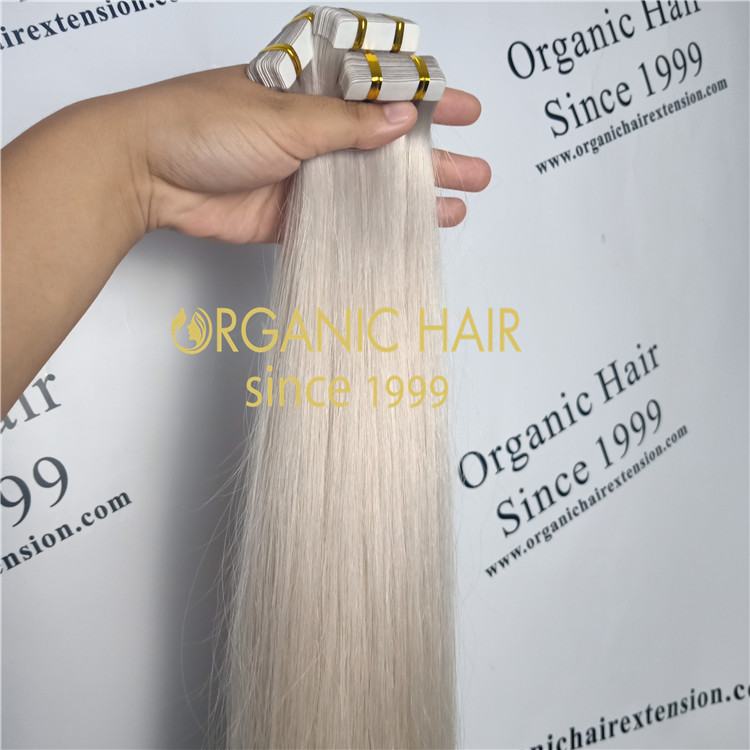 Popular color-ash blonde  remy human tape in hair extension A77